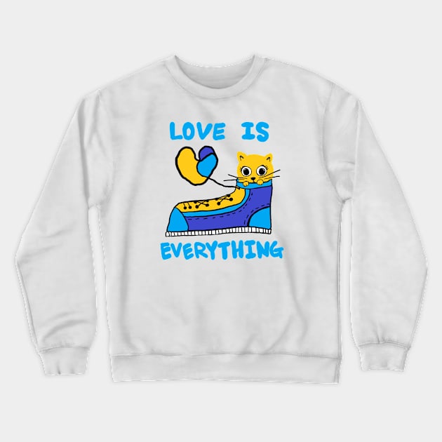 love is everything, lovely cat Crewneck Sweatshirt by zzzozzo